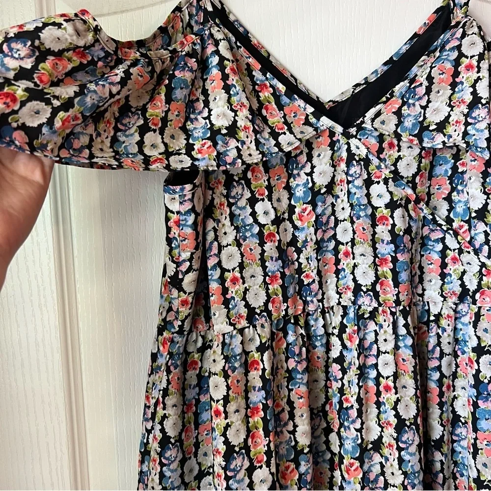 J.CREW‎ Multi-Color Floral Off The Shoulder Ruffle Tiered Dress Size 18